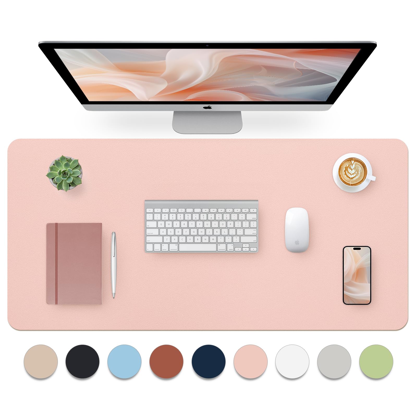 Bloss Leather Desk Pad and Keyboard Wrist Rest, Large Mouse Pad + Keyboard Pad+Mouse Wrist Support, Non-Slip Desk Mat Protector for Office, Home(31.5×15.7 Inches,Beige)