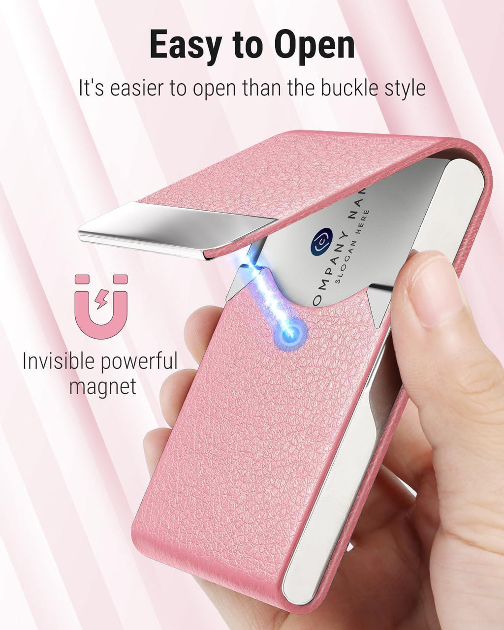 MaxGear Business Card Holder, PU Leather Business Card Case, Pink