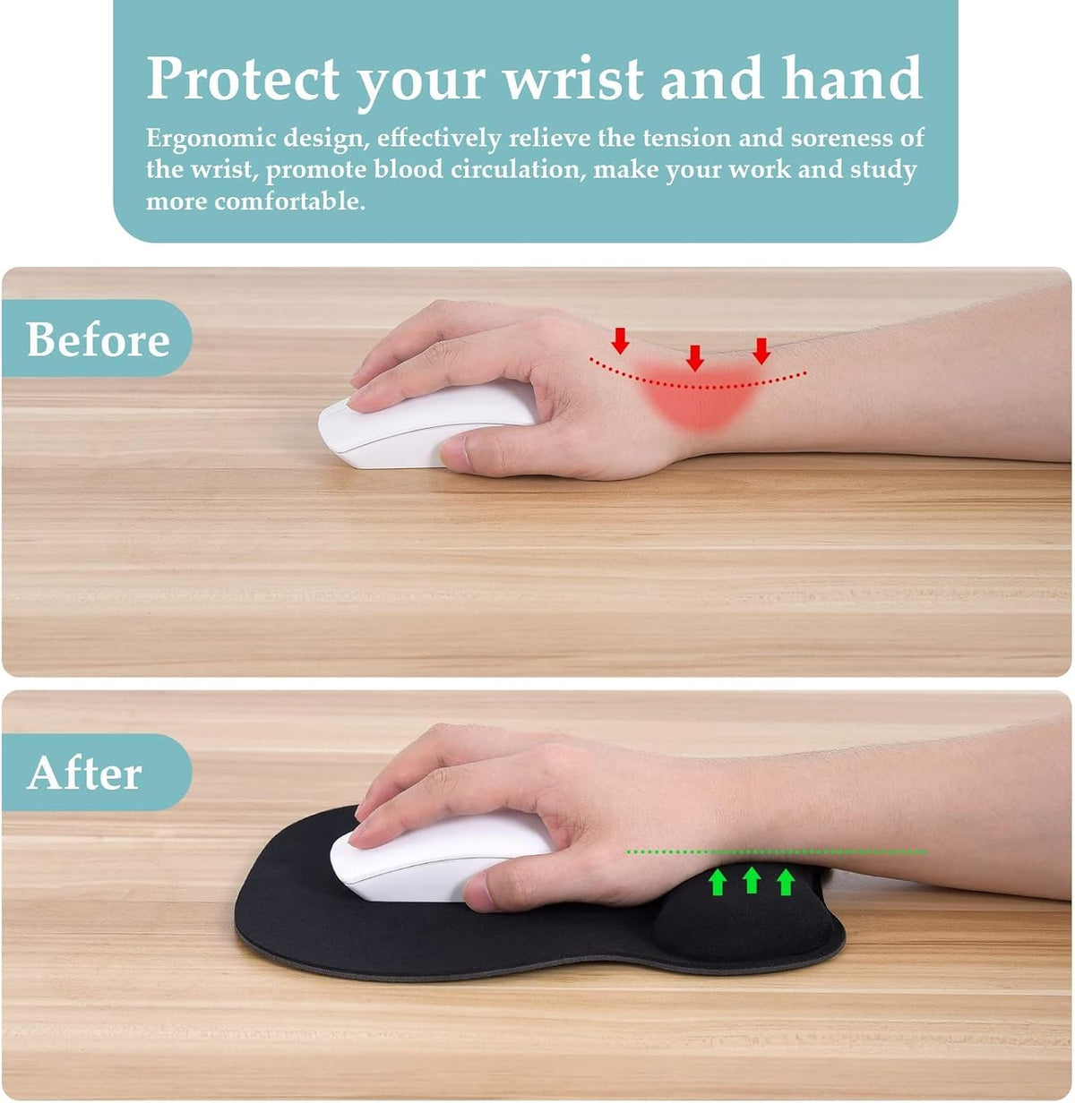 EooCoo Ergonomic Mouse Pad with Wrist Rest, Memory Foam Support Mousepad
