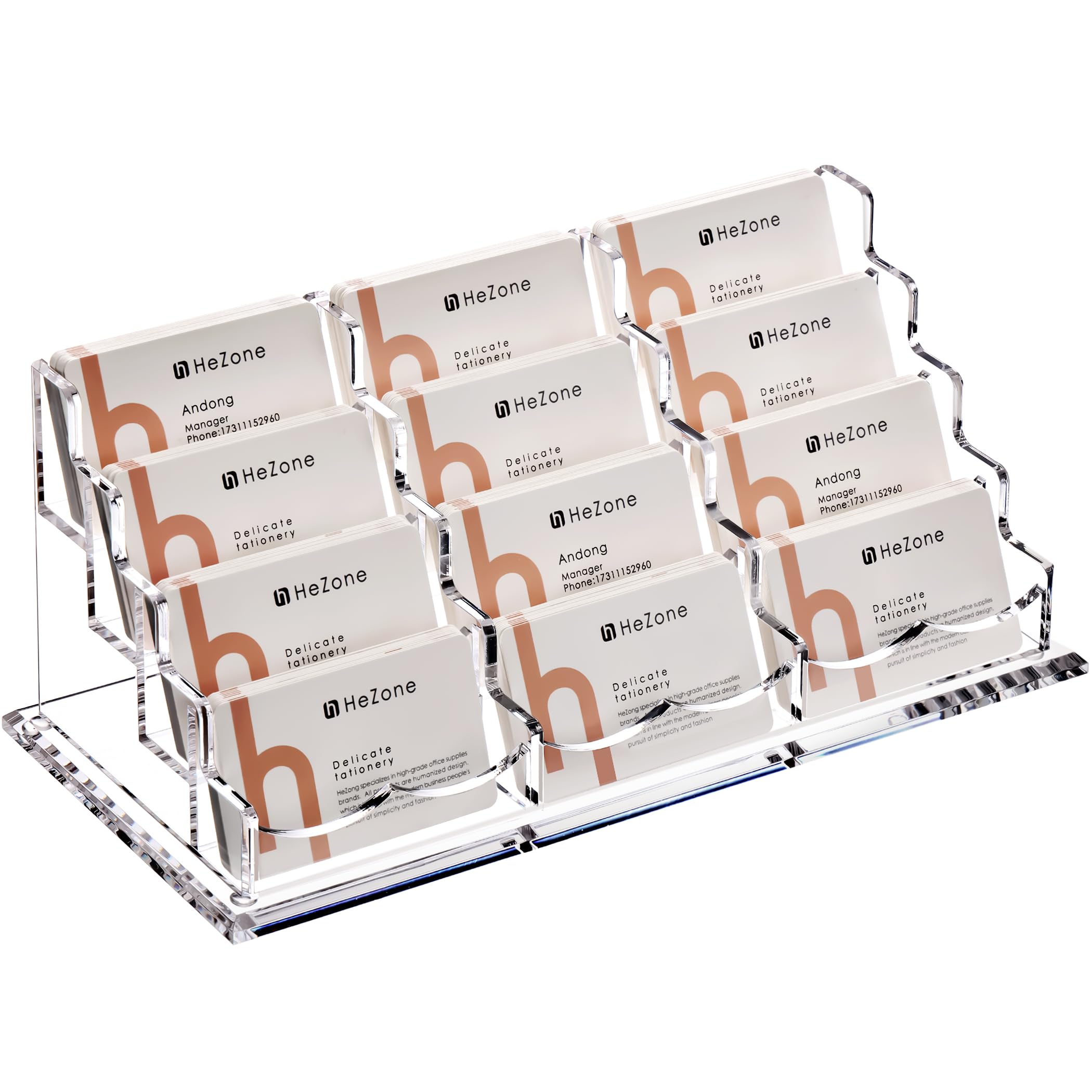 Business Card Holder for Desk 2 Tier 2 Slots, Clear Acrylic Business Card Display Stand for Women and Men, Organize 100 Cards-1 Pack (2 Slots-H)
