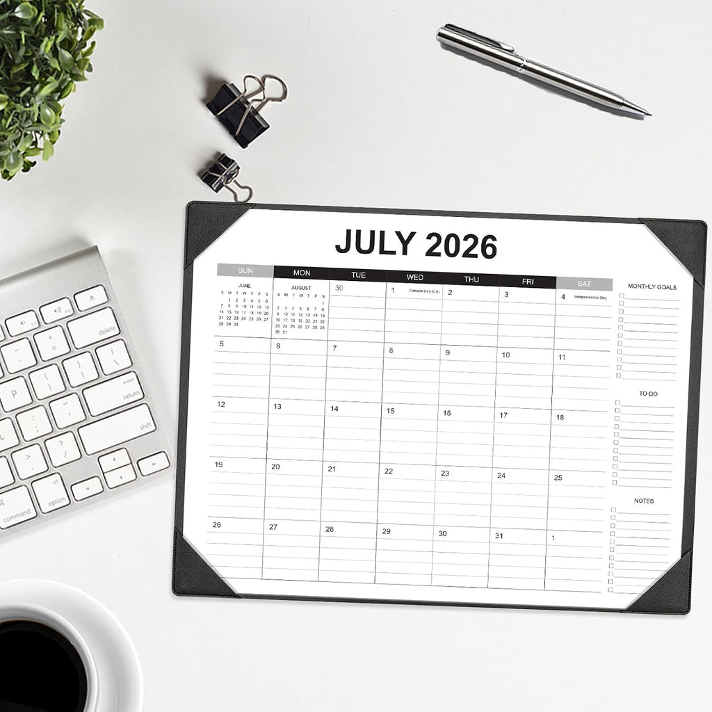 Desk Calendar 2026-2027 with Desk Mat – 22" x 17" Large Desk Pad Calendar Runs from July 2026 to December 2027, Office Supplies Desktop Monthly Calendar for Home & Office