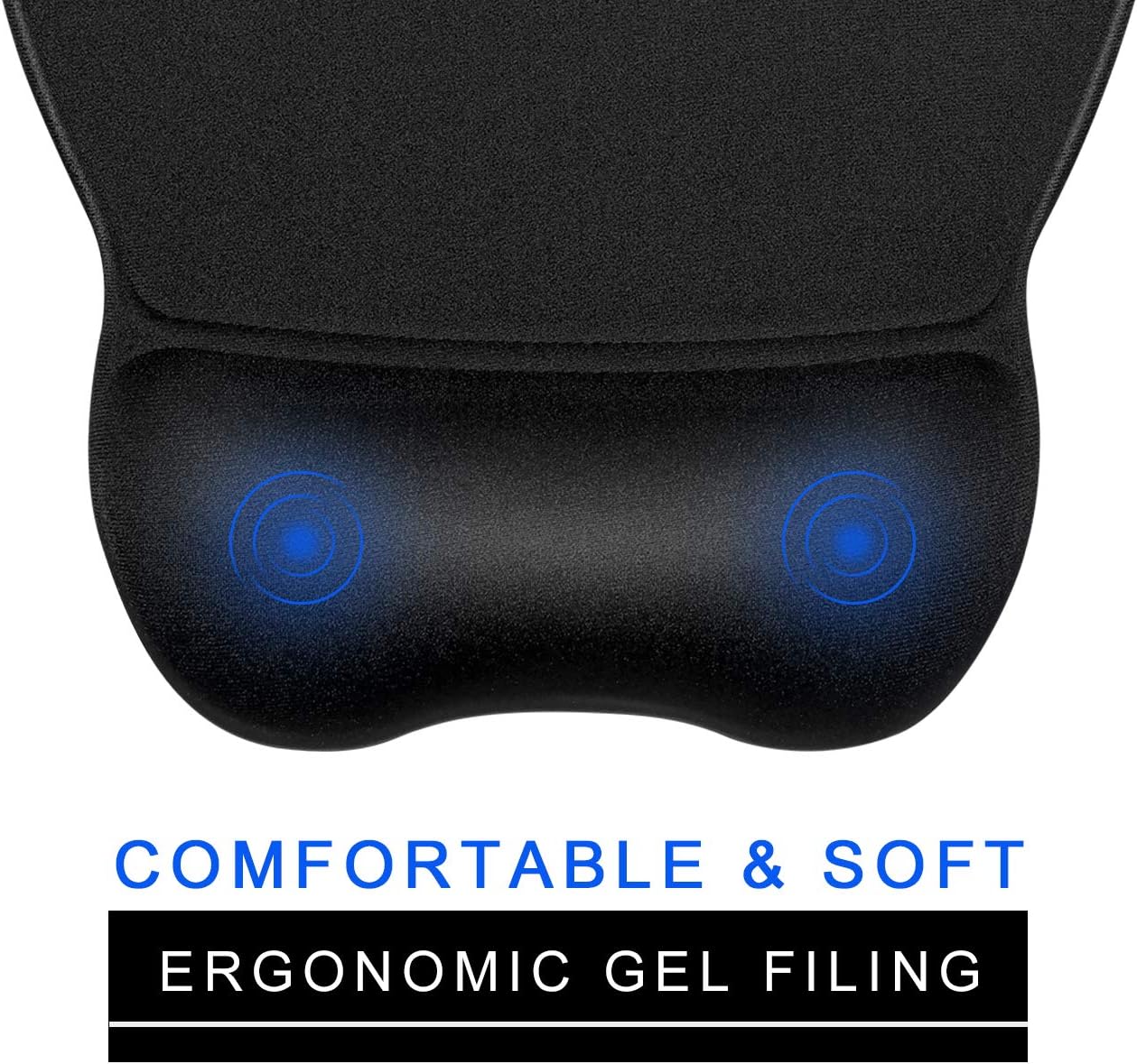 JIKIOU Ergonomic Mouse Pad with Gel Wrist Rest, 9.2 x 8.1 in, Black