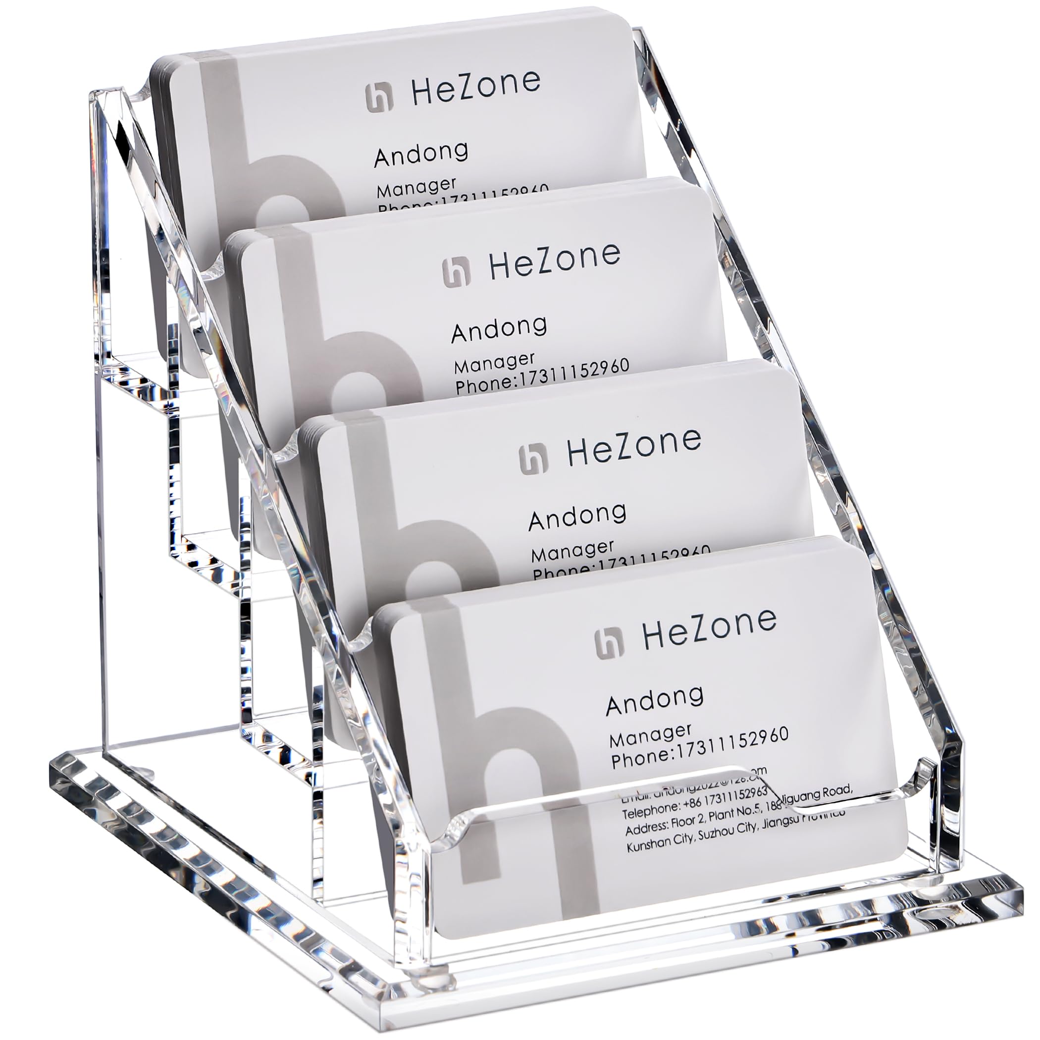 HeZone Acrylic Card Holder Clear Horizontal Business Card Organizer Stand for Desk 1 Slots Business Cards Stand for Women and Men,Office Desk Accessories,Organize 50 Cards-1 Pack