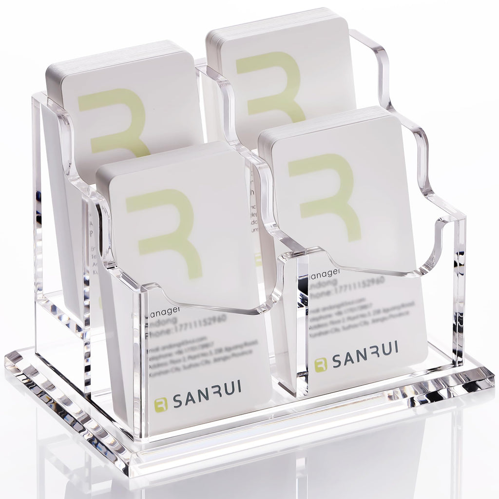 SANRUI Acrylic Business Card Holder for Desk, Clear Vertical Card Organizer