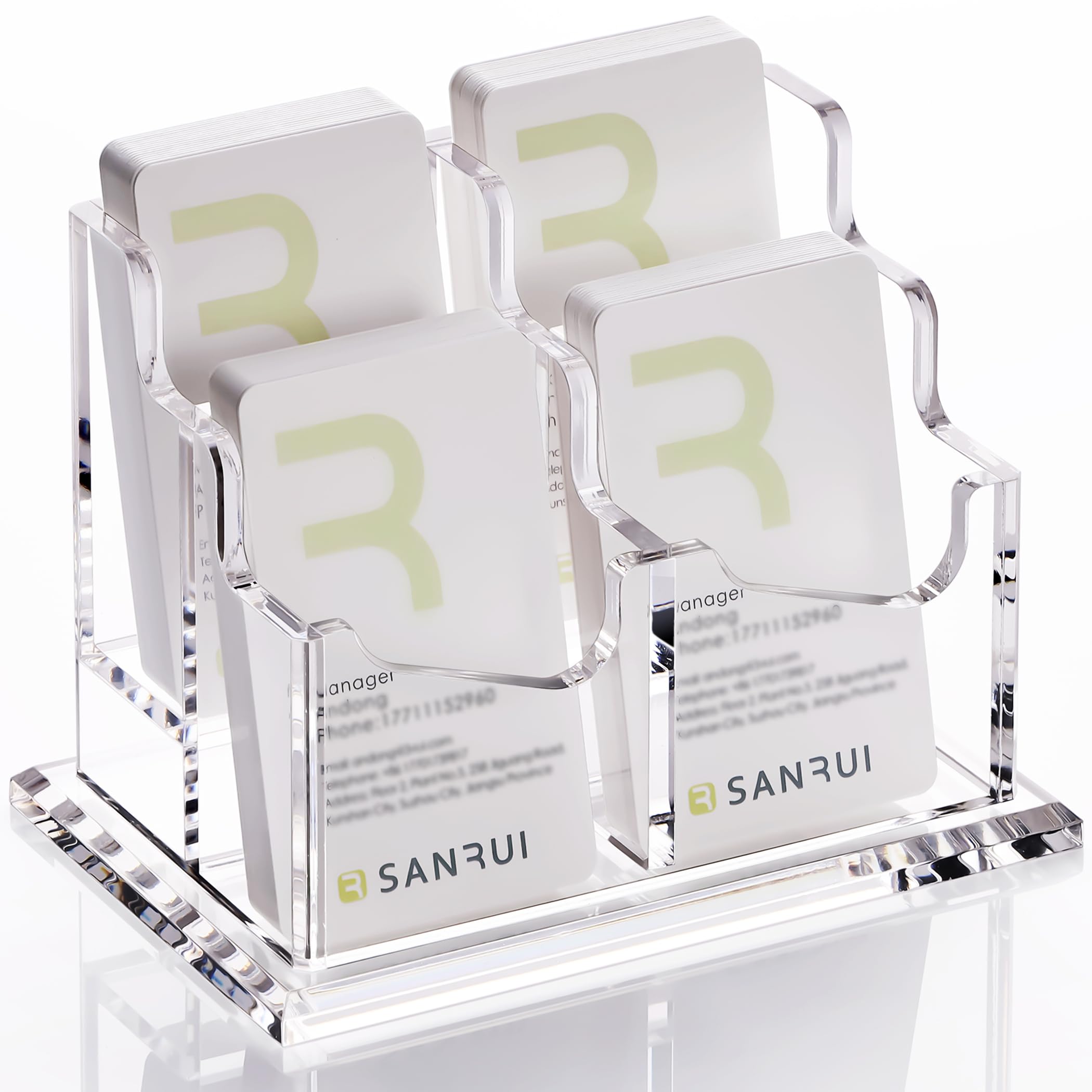 SANRUI Acrylic Business Card Holder for Desk, Clear Vertical Card Organizer