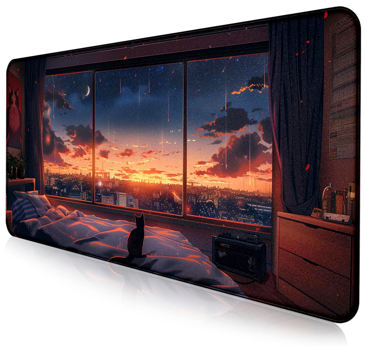 Retro American Flag XL Gaming Mouse Pad with Stitching Edge Laptop Desk Mat