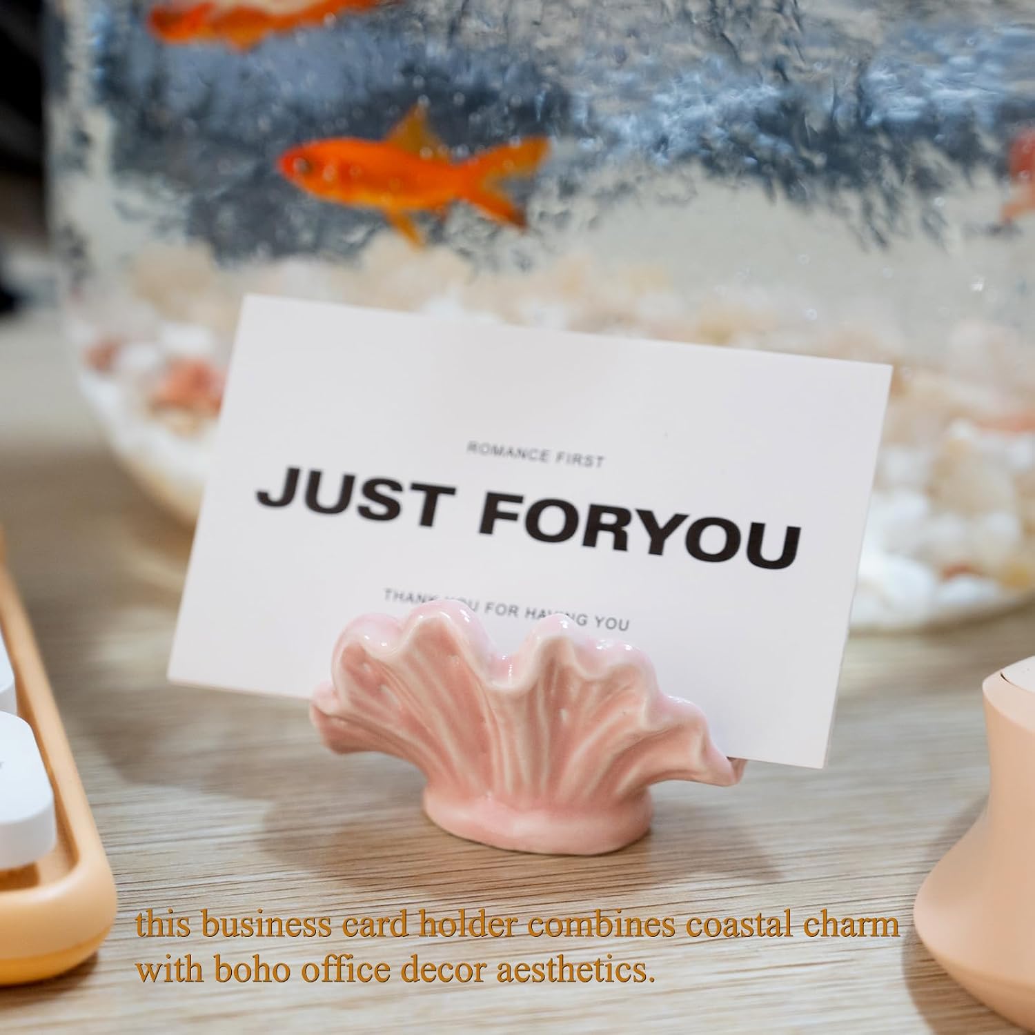 Cute Shell Business Card Holder for Desk - Vertical Display Stand