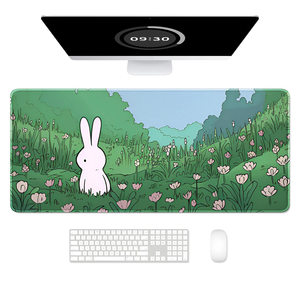 Auhoahsil Desk Mat, Ultra Large Mouse Pad, XXL Gaming Mousepad, Green Tropical Leaves Deskpad, Big Extended Full Size Mouse Pad, Desktop Desk Matt for Keyboard, Laptop & Computer, 35.5 x 15.7 in