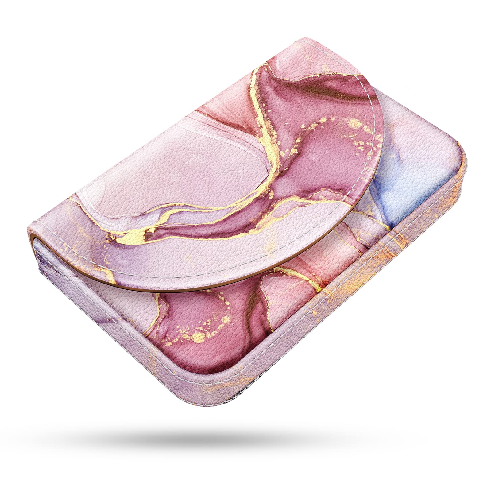Business Card Holder，PU Leather Business Card Case Color Printing Pattern Card Holder Wallet，Pockets Magnetic Credit Card Holders for Men and Women，Bohemian Leaf