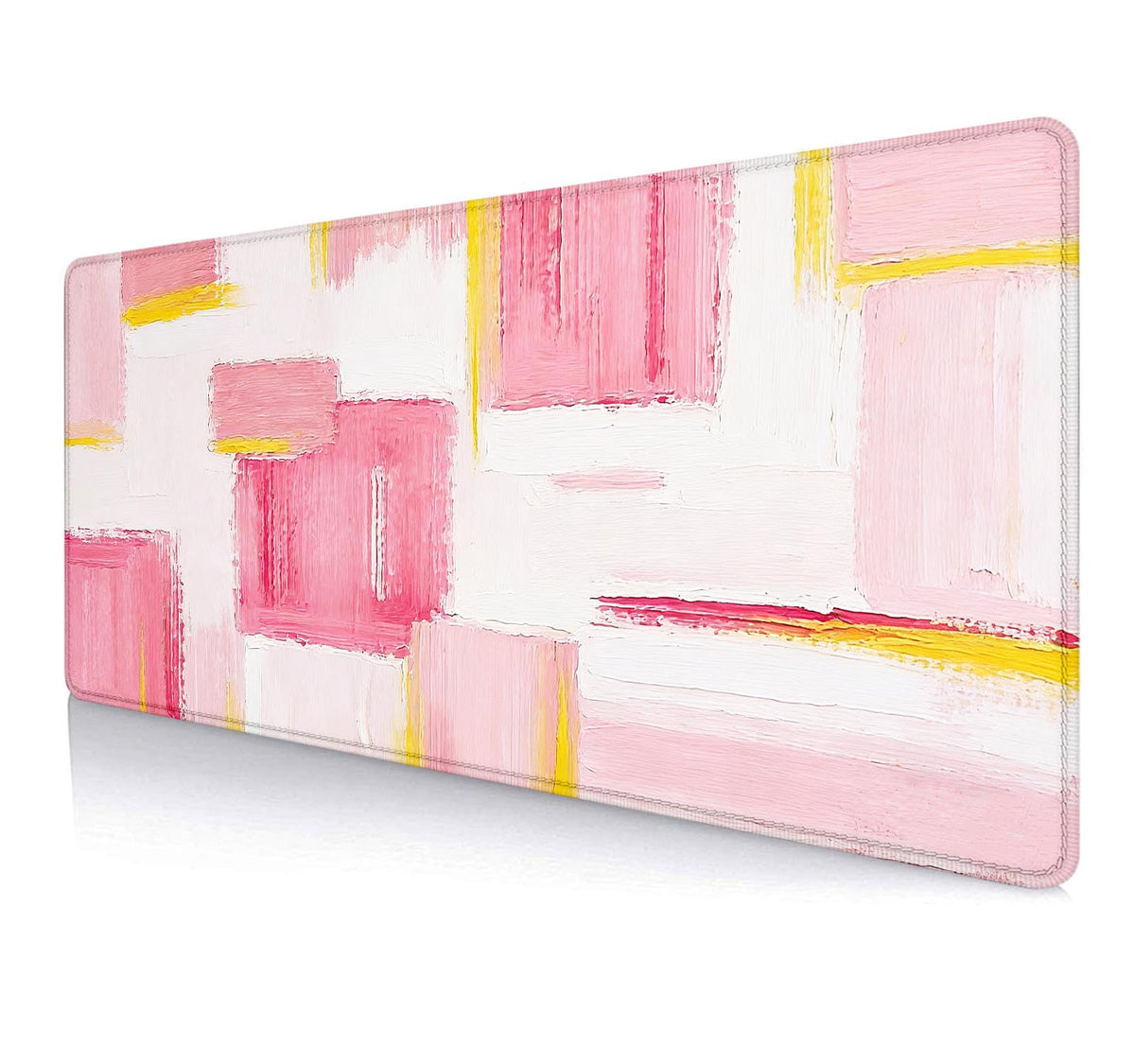 Large Mouse Pad Mousepad, Pink Flowers in a Blue Desk Mats for Desktop, Watercolor Beautiful Floral Laptop Computer Desk Pad, Non-Slip Rubber Base Desktop Mat, 31.5 x 11.8 inches