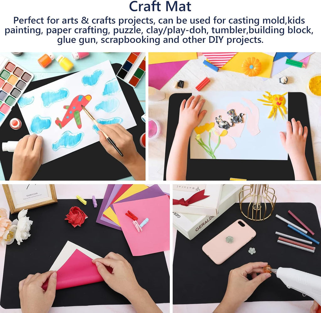 Gartful 2 Pack Silicone Crafting Mats, 15.7" x 11.8" Silicone Mat for Crafts, Large Heat Resistant Sheet for Jewelry Casting, Epoxy Resin, Painting, Counter Table Protector, Placemat, Nonstick, Black