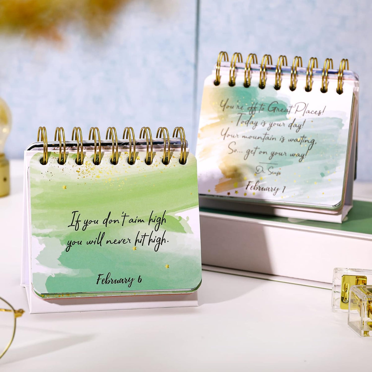 Motivational & Inspirational Daily Calendar - Daily Flip Calendar with Inspirational Quotes, 5.5" x 4.8", Undated Perpetual Office Desk Decor, Office Desk Accessories, Inspirational Standing Flip