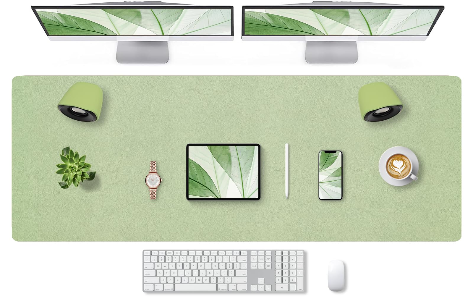Bloss Leather Desk Pad and Keyboard Wrist Rest, Large Mouse Pad + Keyboard Pad+Mouse Wrist Support, Non-Slip Desk Mat Protector for Office, Home(31.5×15.7 Inches,Beige)