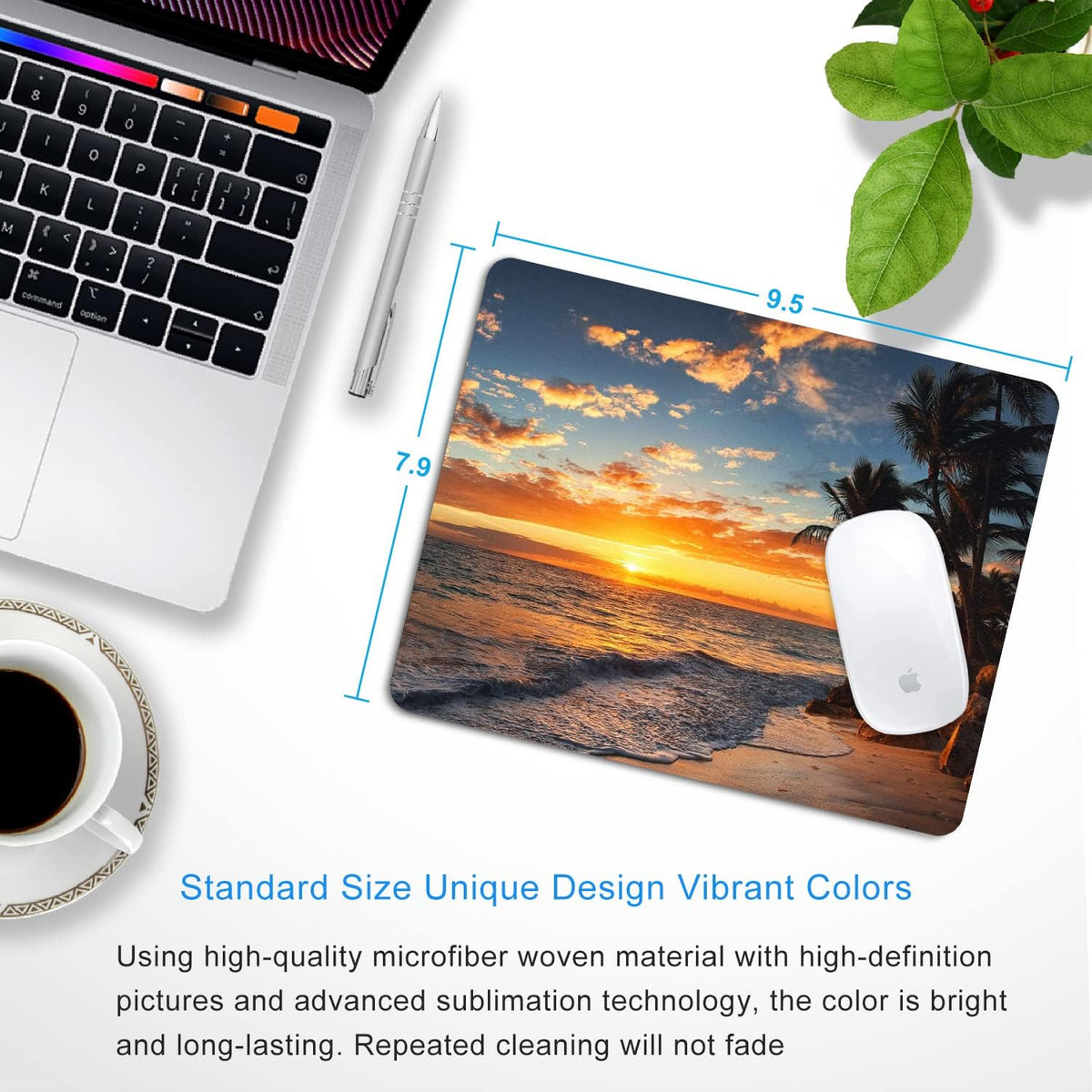 Sunset Beach Mouse pad 9.5"x7.9" Non-Slip 3mm Small Computer Pad
