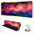 AIMSA RGB Gaming Mouse Pad Extended, Large Led Mousepads Non-Slip Rubber Base with 14 Lighting Modes, Computer Keyboard Mat Soft Desk pad Waterproof 35.4 x 15.8 inches, Galaxy Nebula Universe