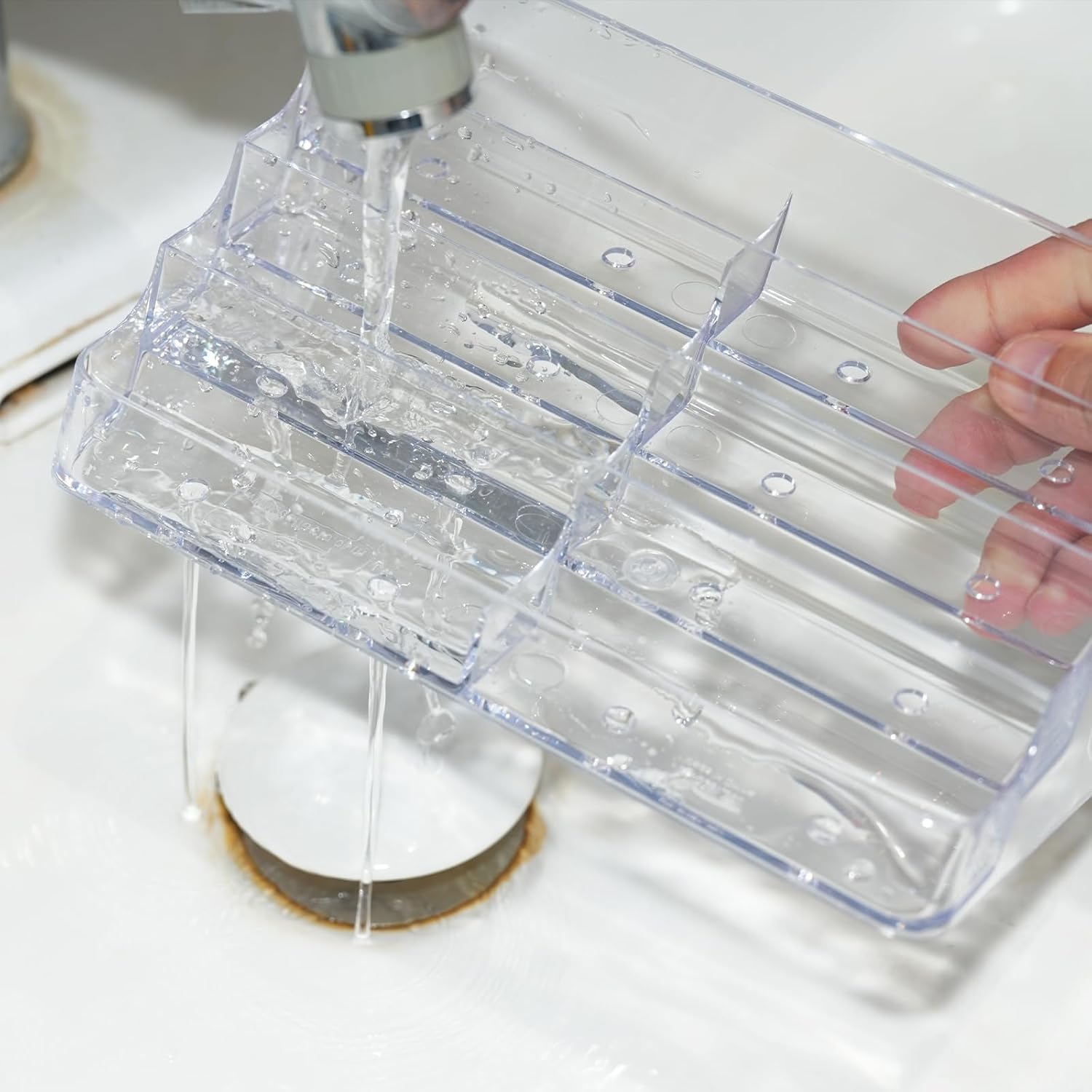 HSYMQ 2 Pack Plastic Business Card Holder for Desk, Clear Acrylic Business Card Organizer, 8 Pockets 4 Layers Business Card Display Stand for Office