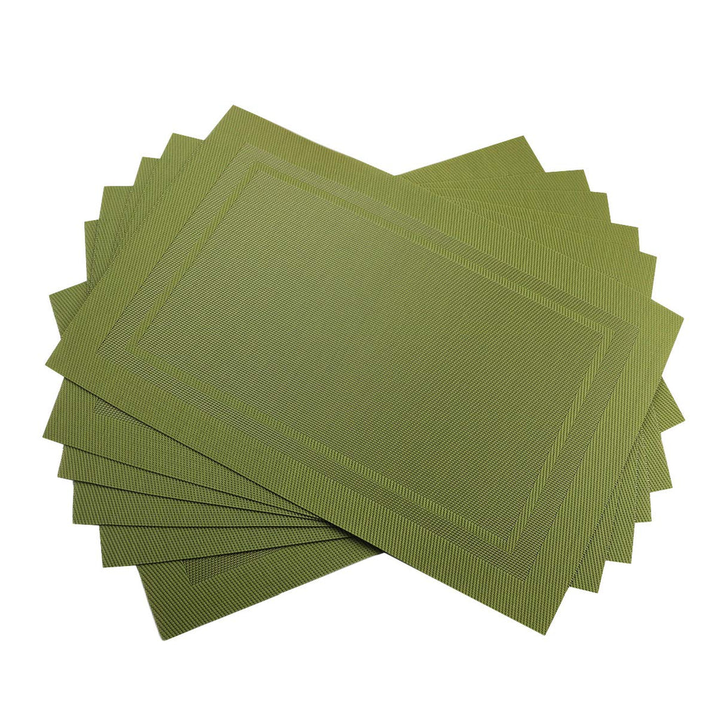 Place Mats PVC Set of 6, Table Placemats Set of 6 PVC Table Mats Natural Color (6 pcs, Red Leaves)