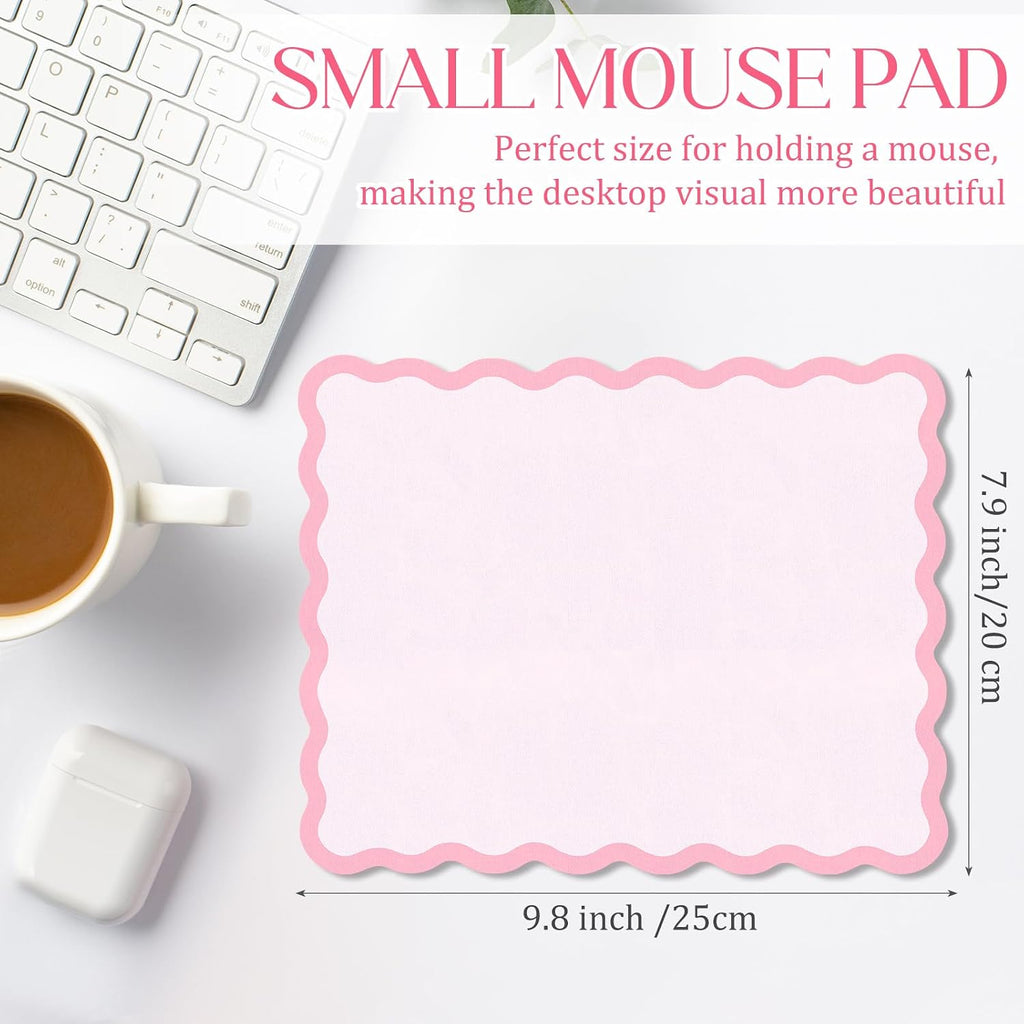 Kingdder Cute Scalloped Mouse Pad Non-Slip Mousepad 9.8x7.9in,Pink