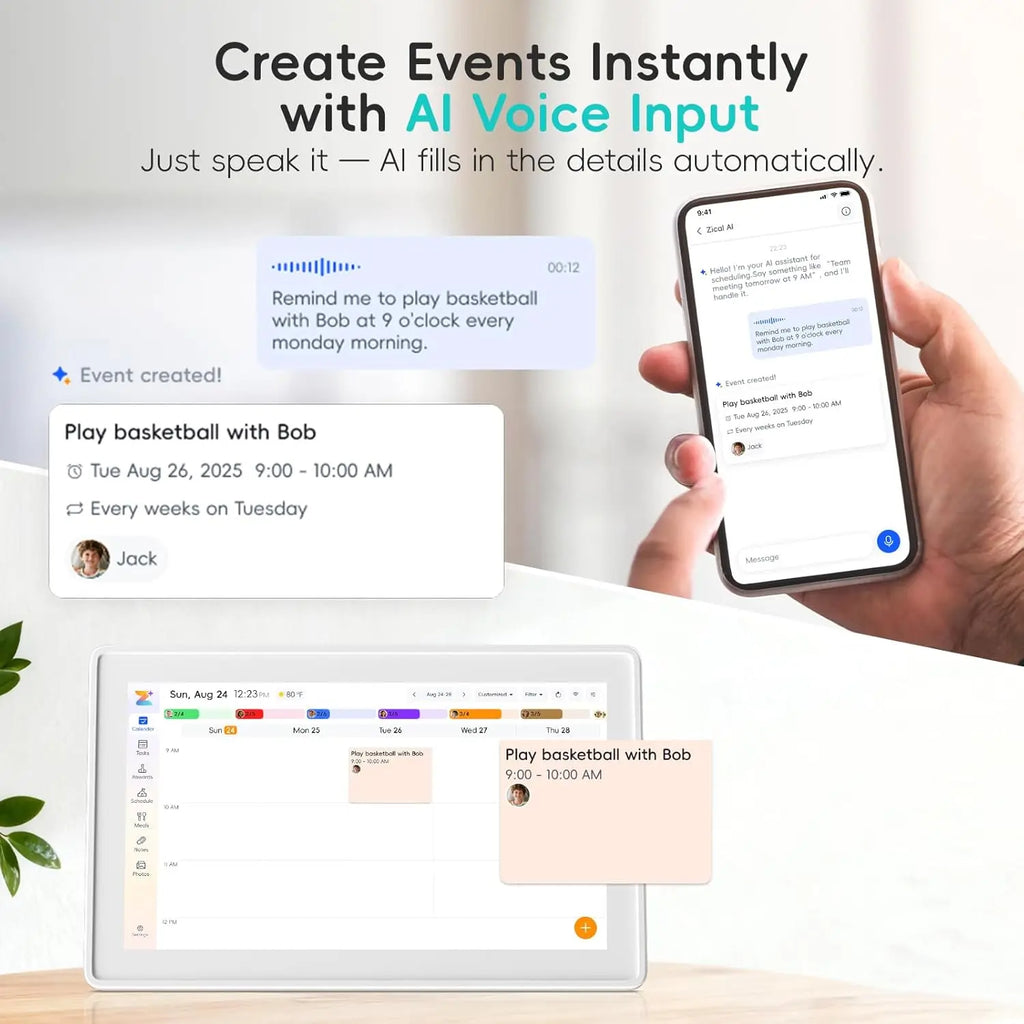 EKoio 10.1" Digital Calendar Frame – Interactive Touchscreen Eletronic Calendars, Smart Family Planner for Schedule, Photo Display, Meals, Chore Chart & Tasks, Wall & Desk Mountable