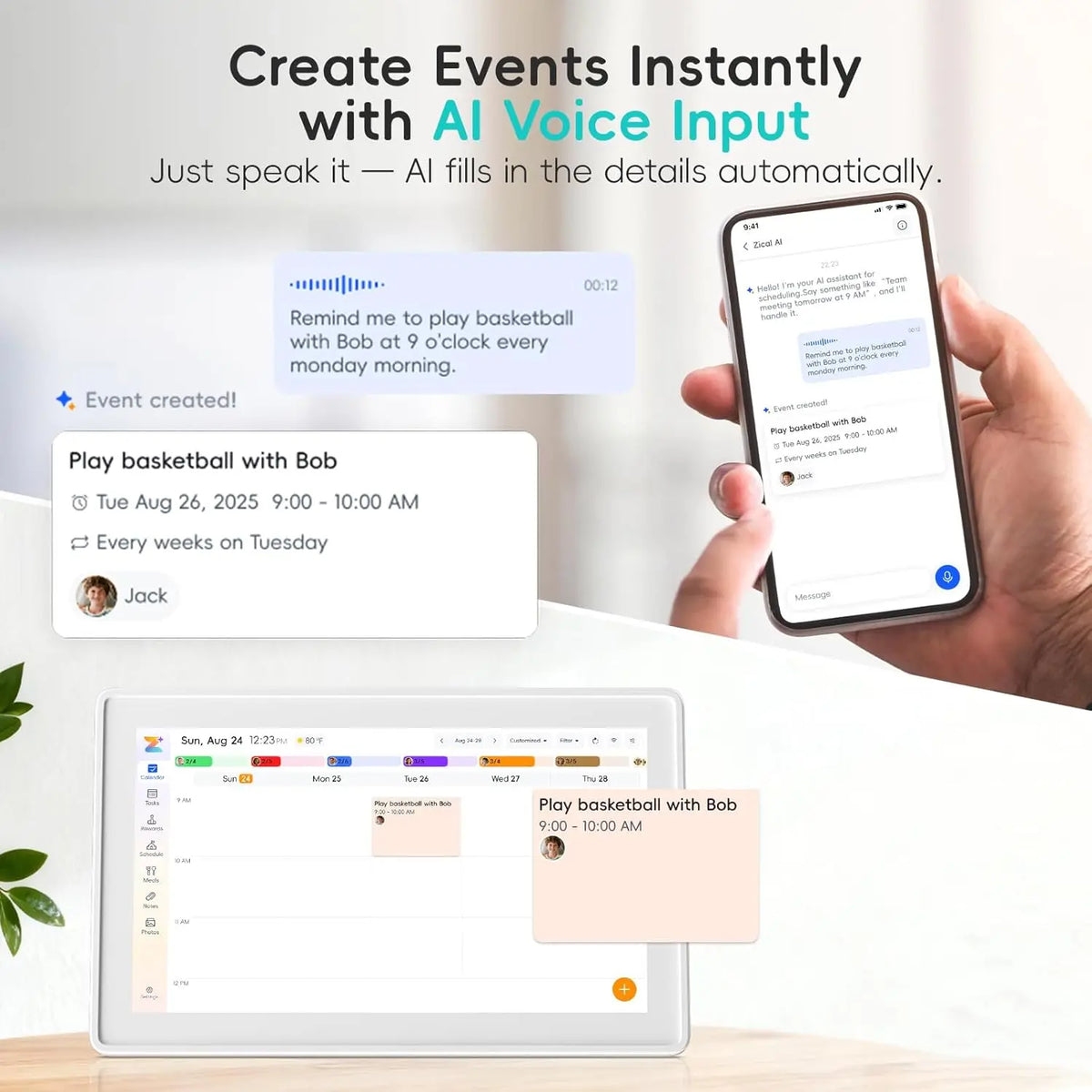 EKoio 10.1" Digital Calendar Frame – Interactive Touchscreen Eletronic Calendars, Smart Family Planner for Schedule, Photo Display, Meals, Chore Chart & Tasks, Wall & Desk Mountable