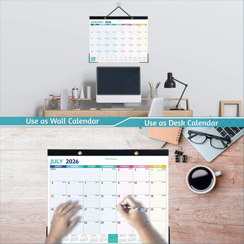 2026 Desk Calendar – Jan 2026 – Dec 2026, 12 Monthly Calendar, Large Desk Calendar 2026, 14.6’’ x 11.5’’,  Desk/Wall Calendar with To-do Lists, Desk Pad, Ruled Blocks, Corner Protectors