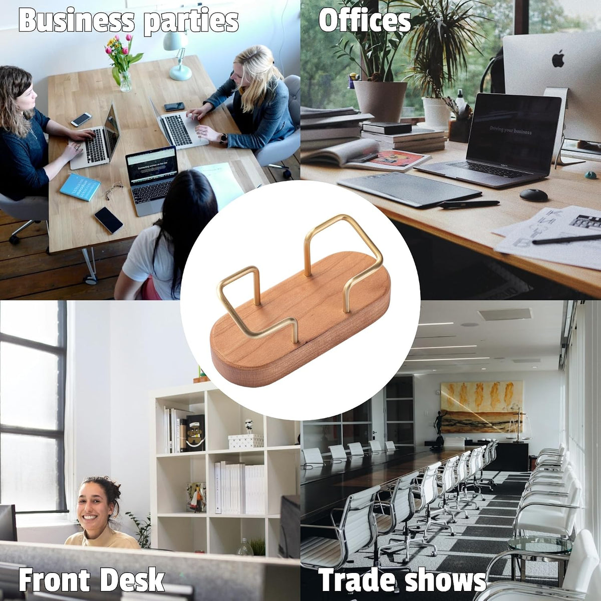 muso wood Cherry Business Card Holder for Desk, 1 Pack
