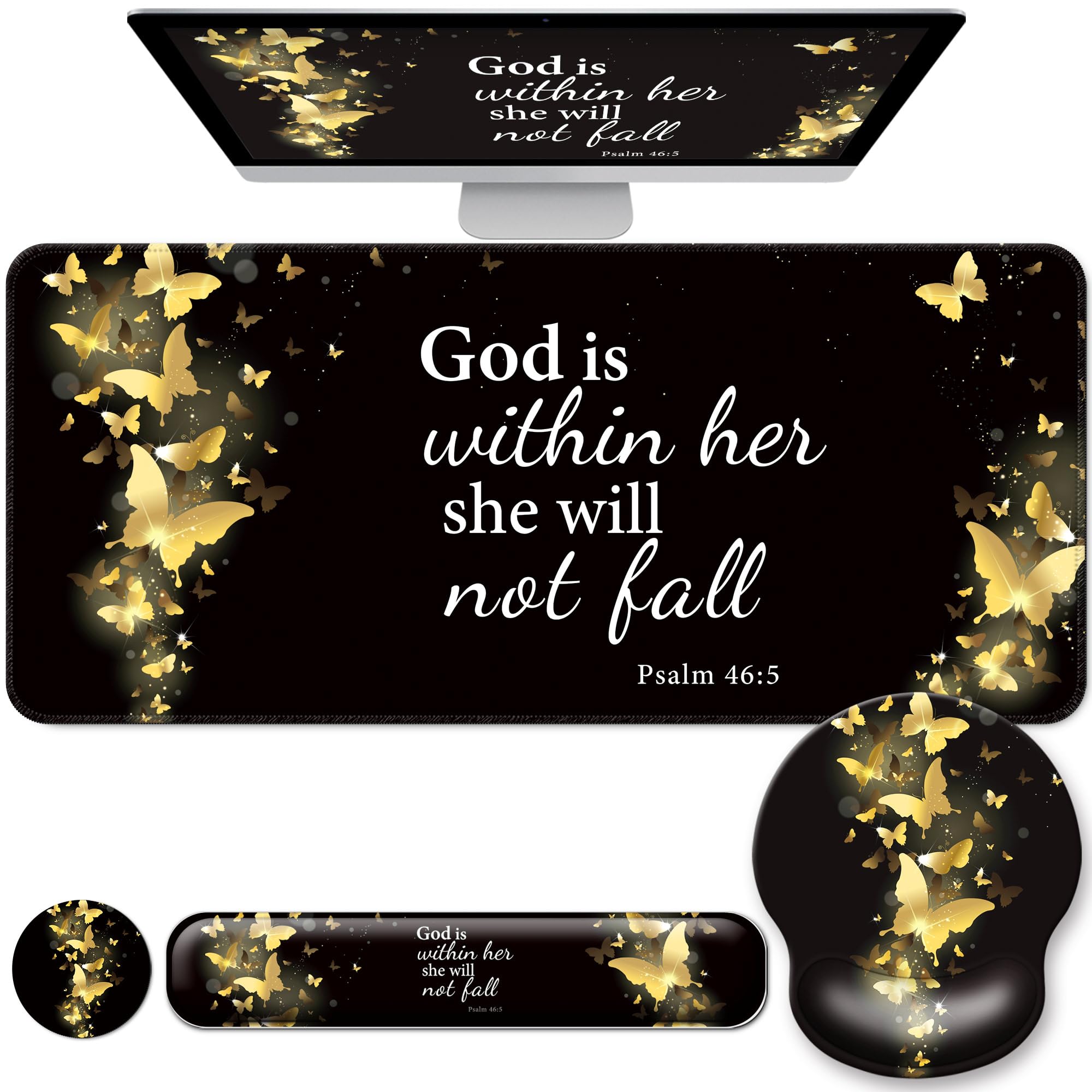 Desk Mat Set Keyboard and Mouse Pad with Wrist Rest Support