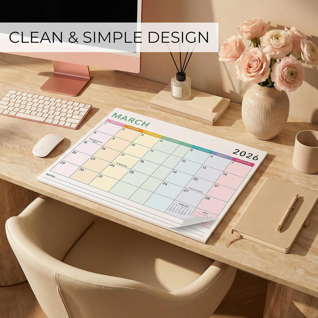 Colorful 2026 Desk Calendar - Runs From January 2026 Until July 2027