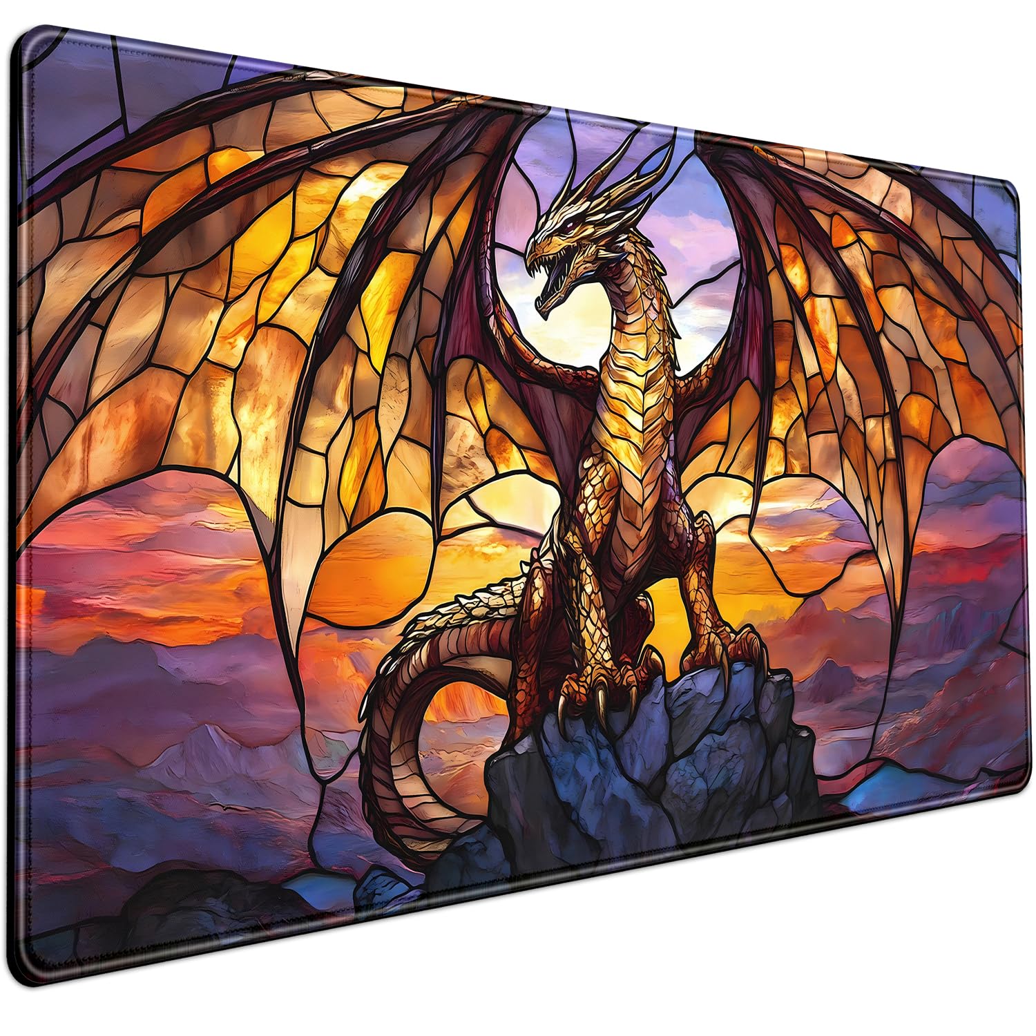 Black Vintage Desk Pad - Large Mouse Pad & Laptop Keyboard Mat - Non-Slip Base - 31.5 x 15.8 in - Gaming & Office Desk Decor