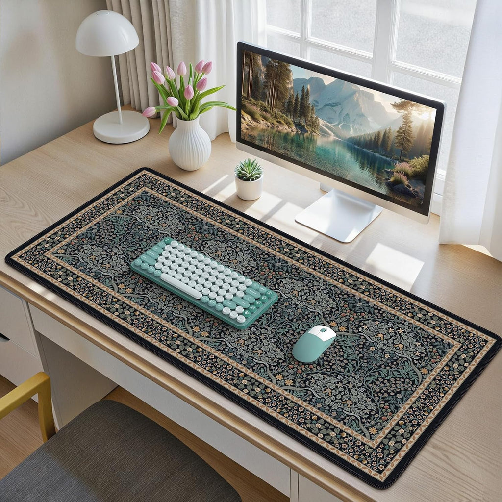 iCasso Desk Cover Mat, Office Mouse Pad,35.4x15.7in,Retro Black
