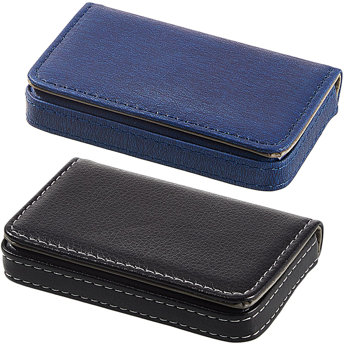 Outus 2 Pcs Business Card Holder PU Leather, Black and Coffee