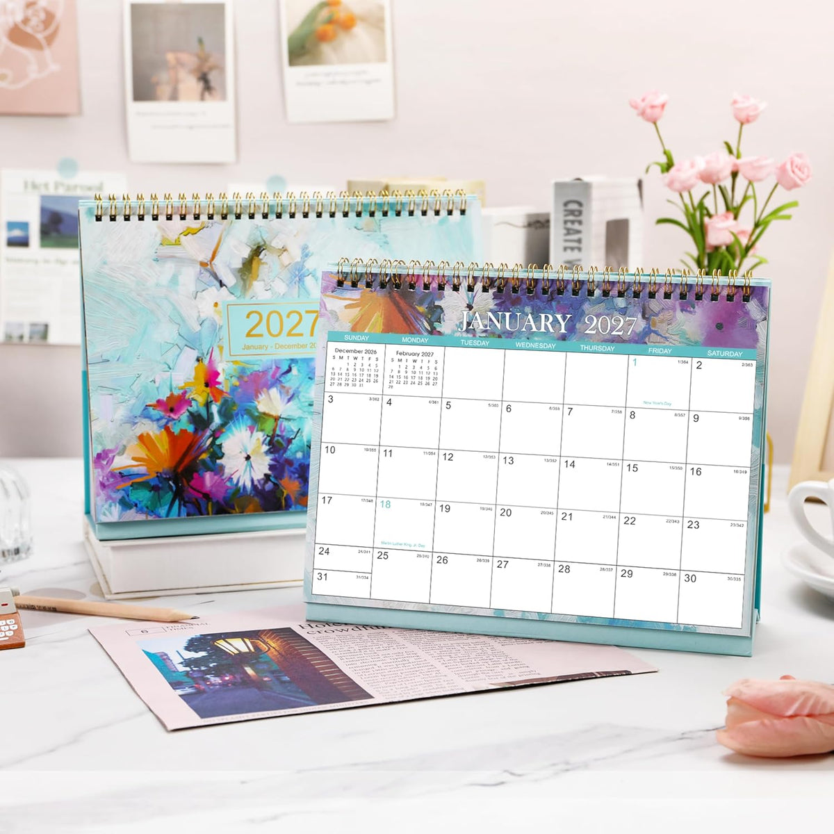 2027 Desk Calendar - Standing Flip Desktop Calendar 2027