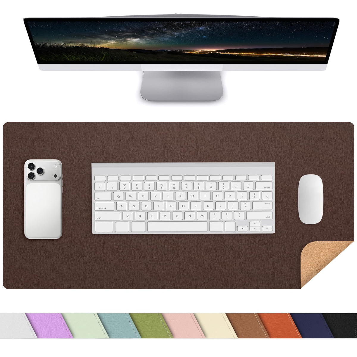 AFIING Large Desk Mat, 47" x 17", Black