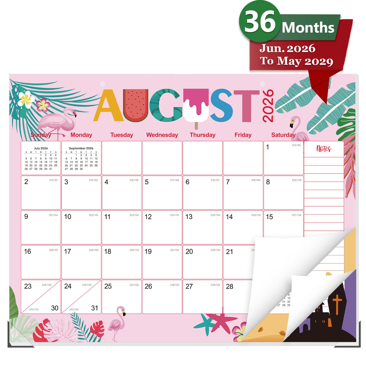 Guasslee Desk Calendar 2026-2027, 19-Month School Year Calendar, 2026 Jun. - 2027 Dec, 17"x11.5" Large Monthly Desk Planner with Corner Protectors, Ample Blocks ＆ Notes for Home Office