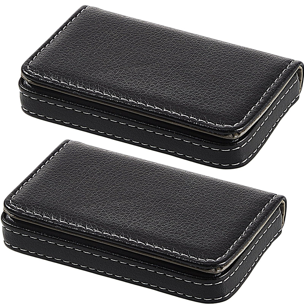 Outus 2 Pcs Business Card Holder PU Leather, Black and Coffee
