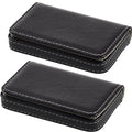 Outus 2 Pcs Business Card Holder PU Leather, Black and Coffee