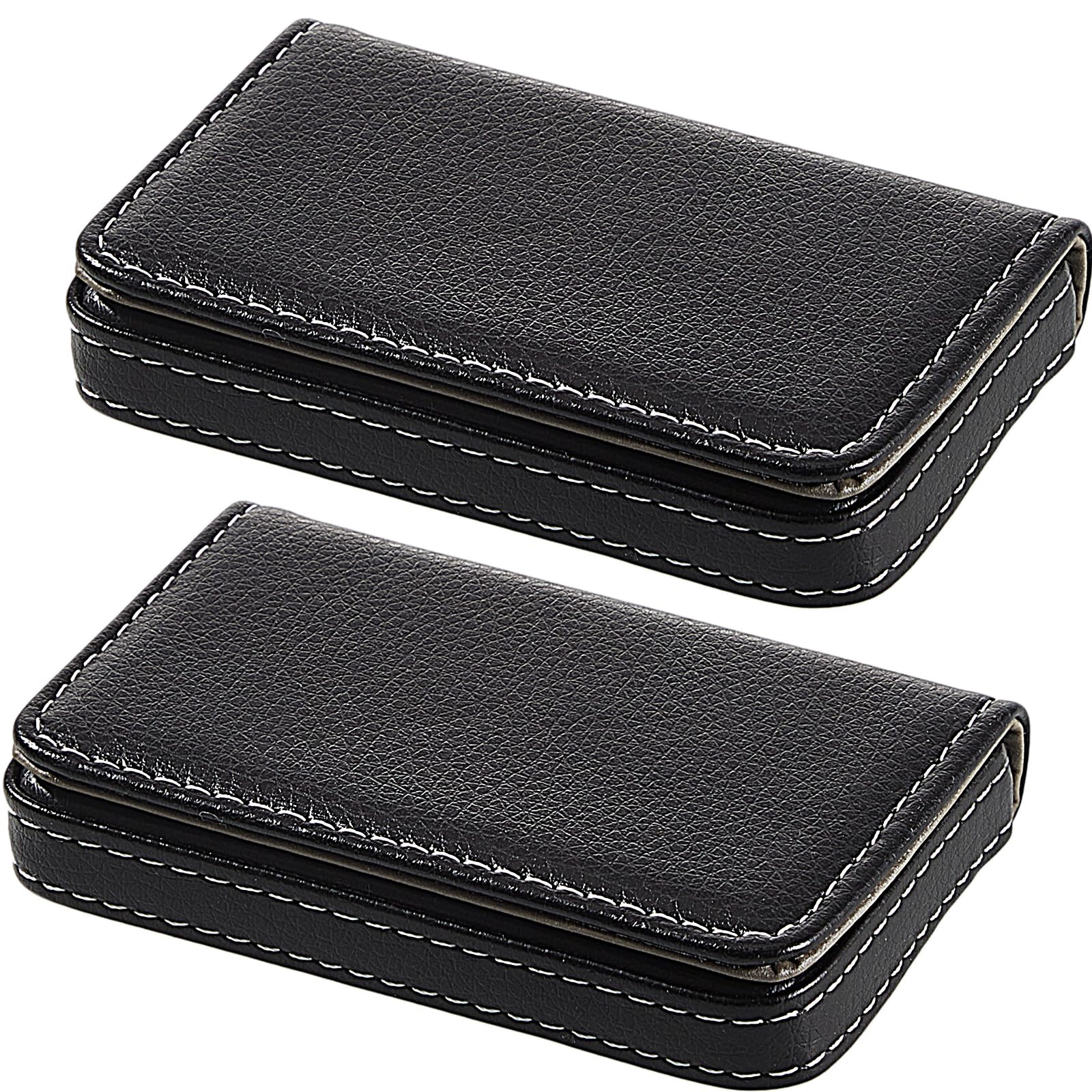 Outus 2 Pcs Business Card Holder PU Leather, Black and Coffee