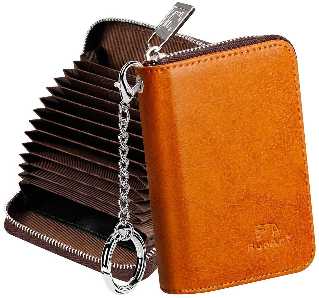 FurArt Zipper Wallet Women RFID Credit Card Holder keychain Wallet