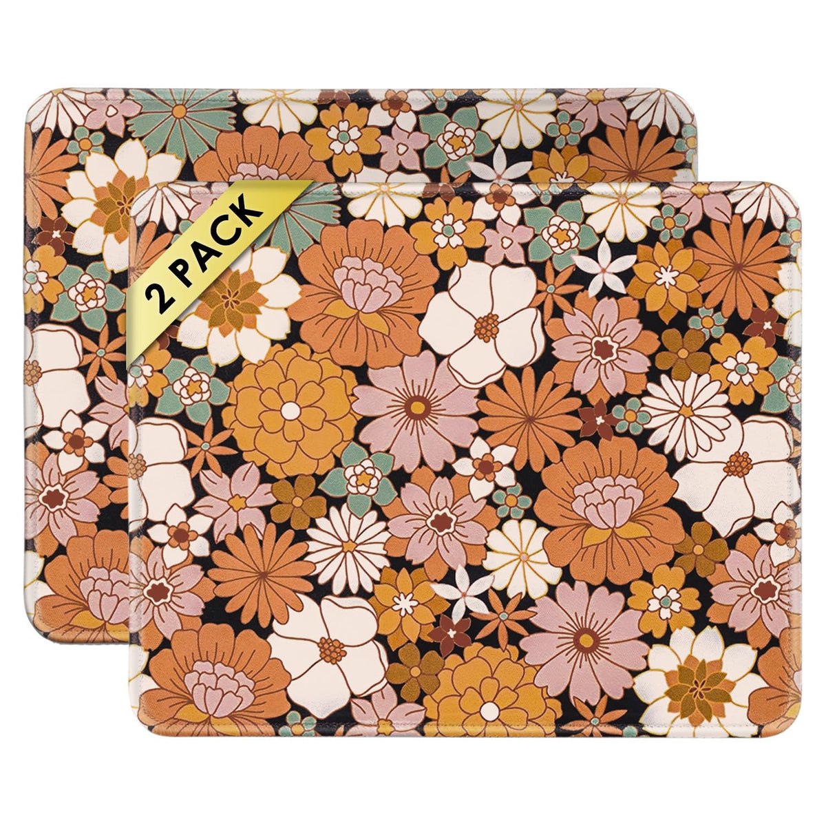 FROGIGO Mouse Pad with Stitched Edges - Cute Floral Mousepad for Women, 9.25 x 7.75 inch Washable Square Desk Pad, Non-Slip Rubber Base, Office Home Laptop Accessories - Vintage Garden