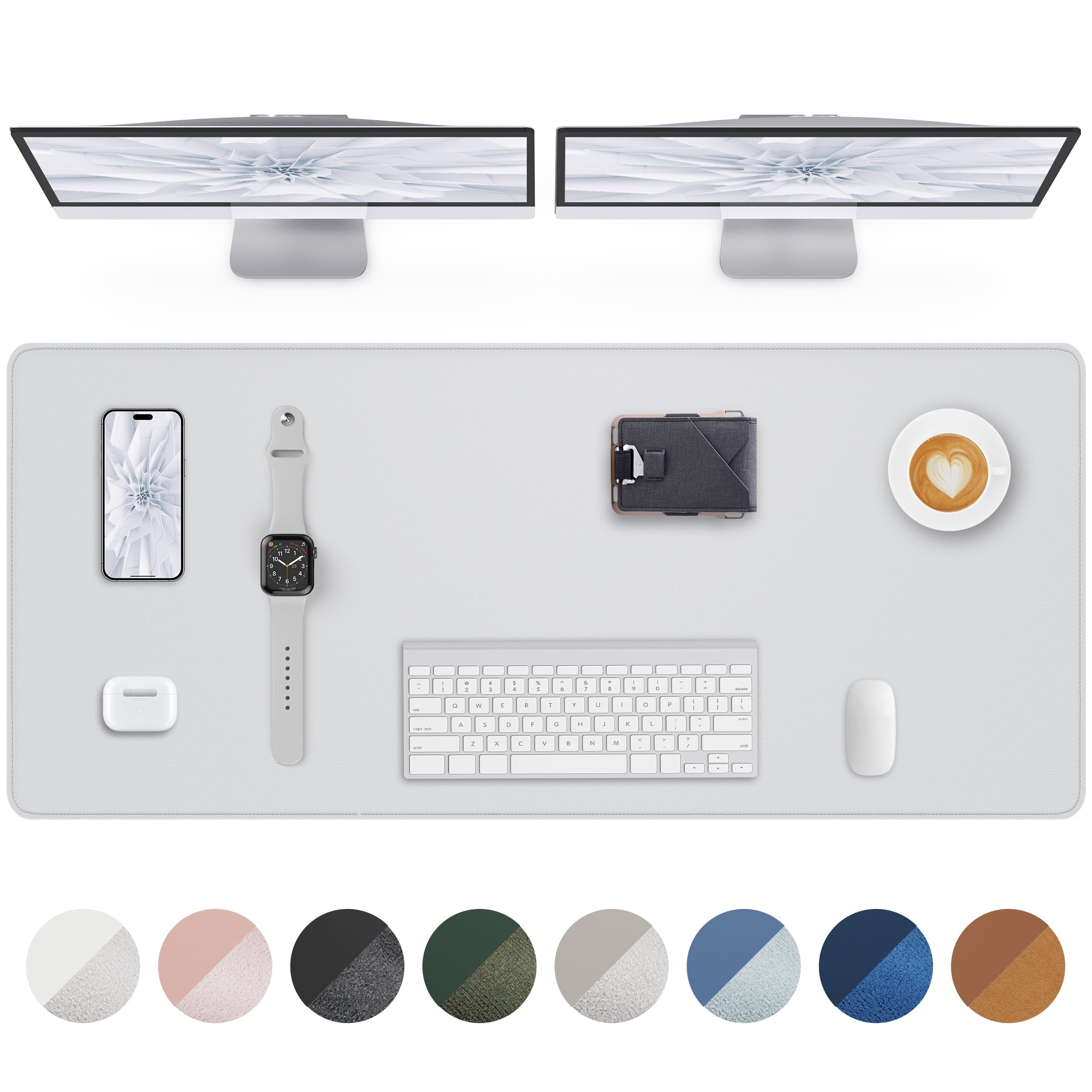AFIING Large Desk Mat 55" x 24" - PU Leather Desk Pad Protector, Waterproof Non-Slip Extended Mouse Pad for Office Desk, Keyboard, Laptop and Home Workspace (Black)