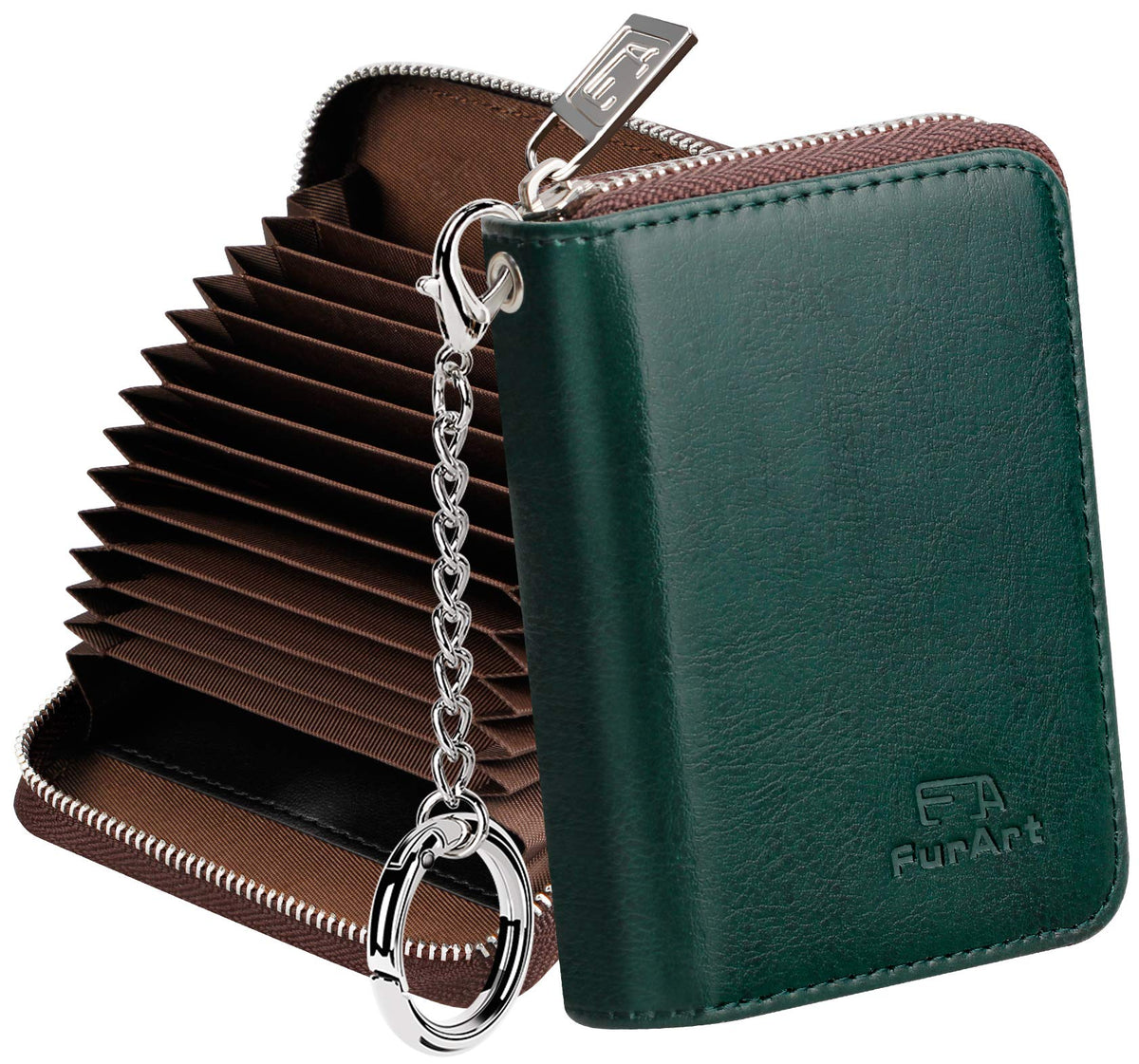 FurArt Zipper Wallet Women RFID Credit Card Holder keychain Wallet
