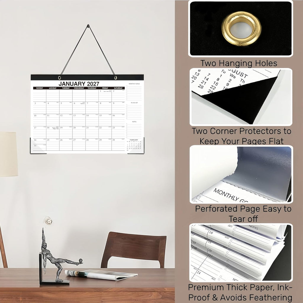 Desk Calendar 2026-2027, 18-Month Wall Calendar Through Dec 2027, 17"x12"