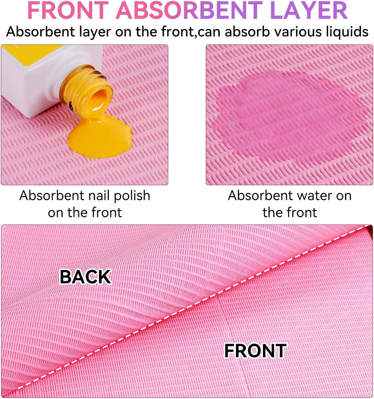 Makartt 50 Pcs Pink Disposable Nail Mats, 18"x13" Waterproof