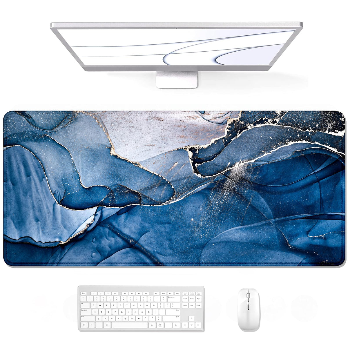 Auhoahsil Desk Mat, Ultra Large Mouse Pad, XXL Gaming Mousepad, Green Tropical Leaves Deskpad, Big Extended Full Size Mouse Pad, Desktop Desk Matt for Keyboard, Laptop & Computer, 35.5 x 15.7 in