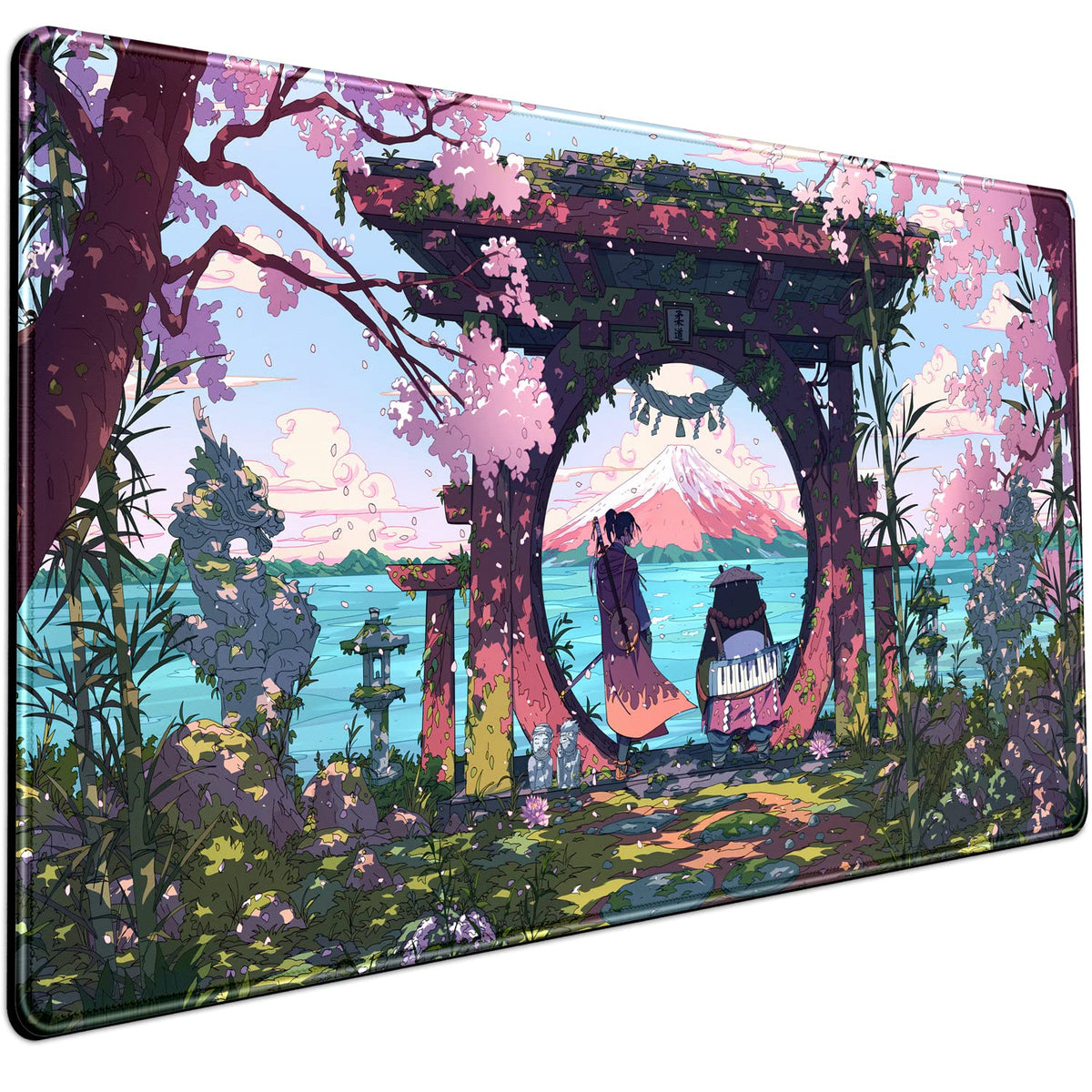 Black Vintage Desk Pad - Large Mouse Pad & Laptop Keyboard Mat - Non-Slip Base - 31.5 x 15.8 in - Gaming & Office Desk Decor