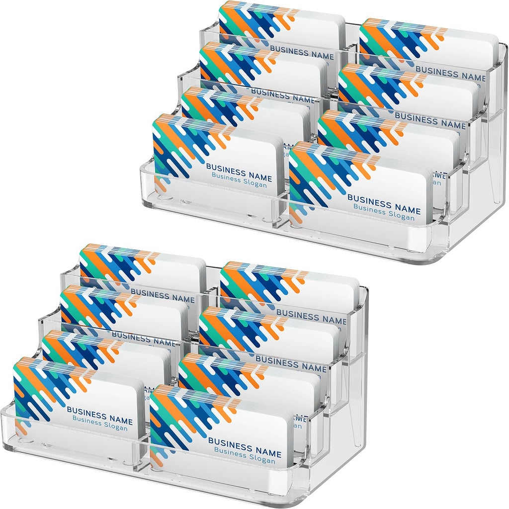 MaxGear Acrylic Business Card Holder, Desktop Card Display Stand, 8 Pockets