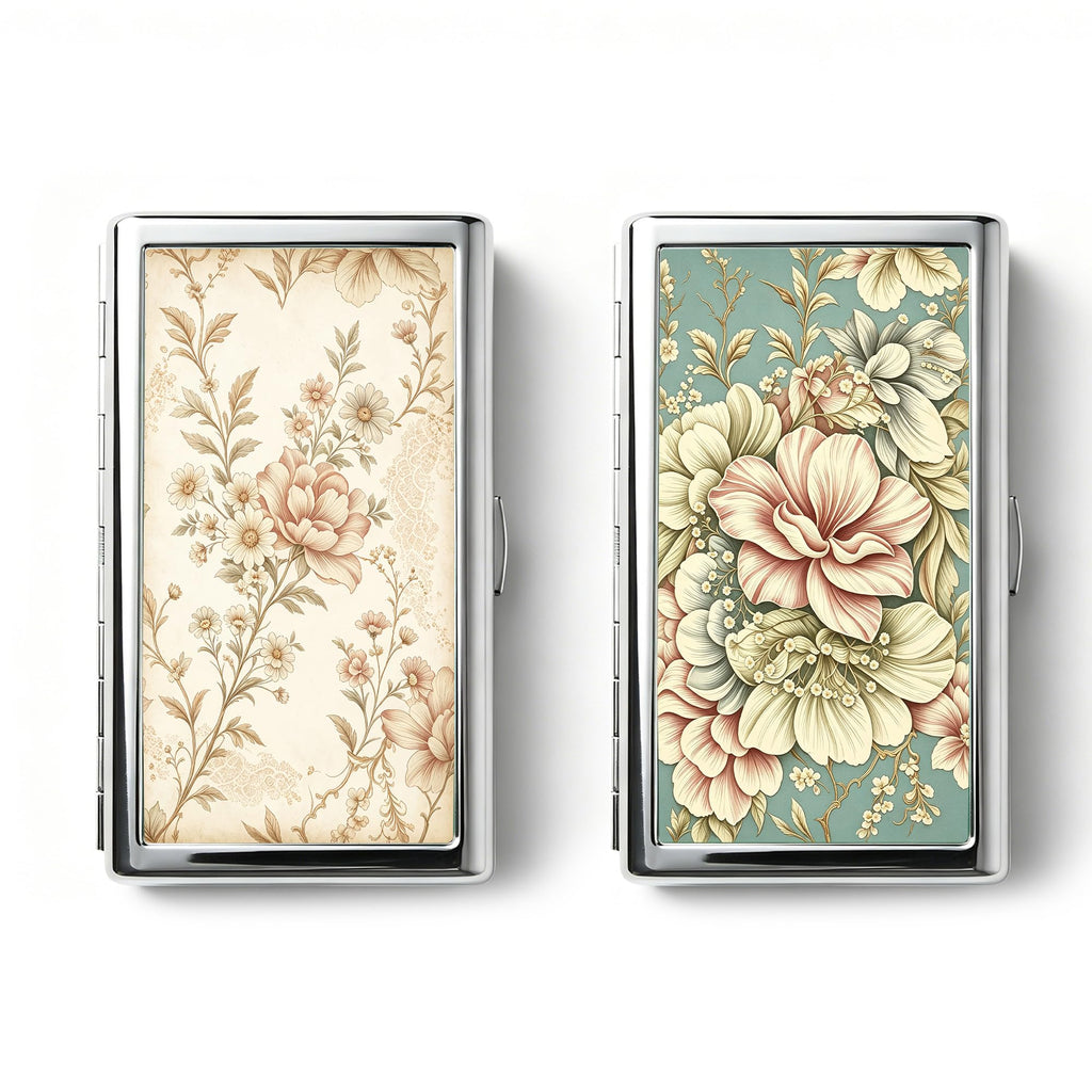 Vintage Art Deco Versatile Card & Cash Case, Slim Metal Wallet for Women Men Credit ID Business Cards (#A)