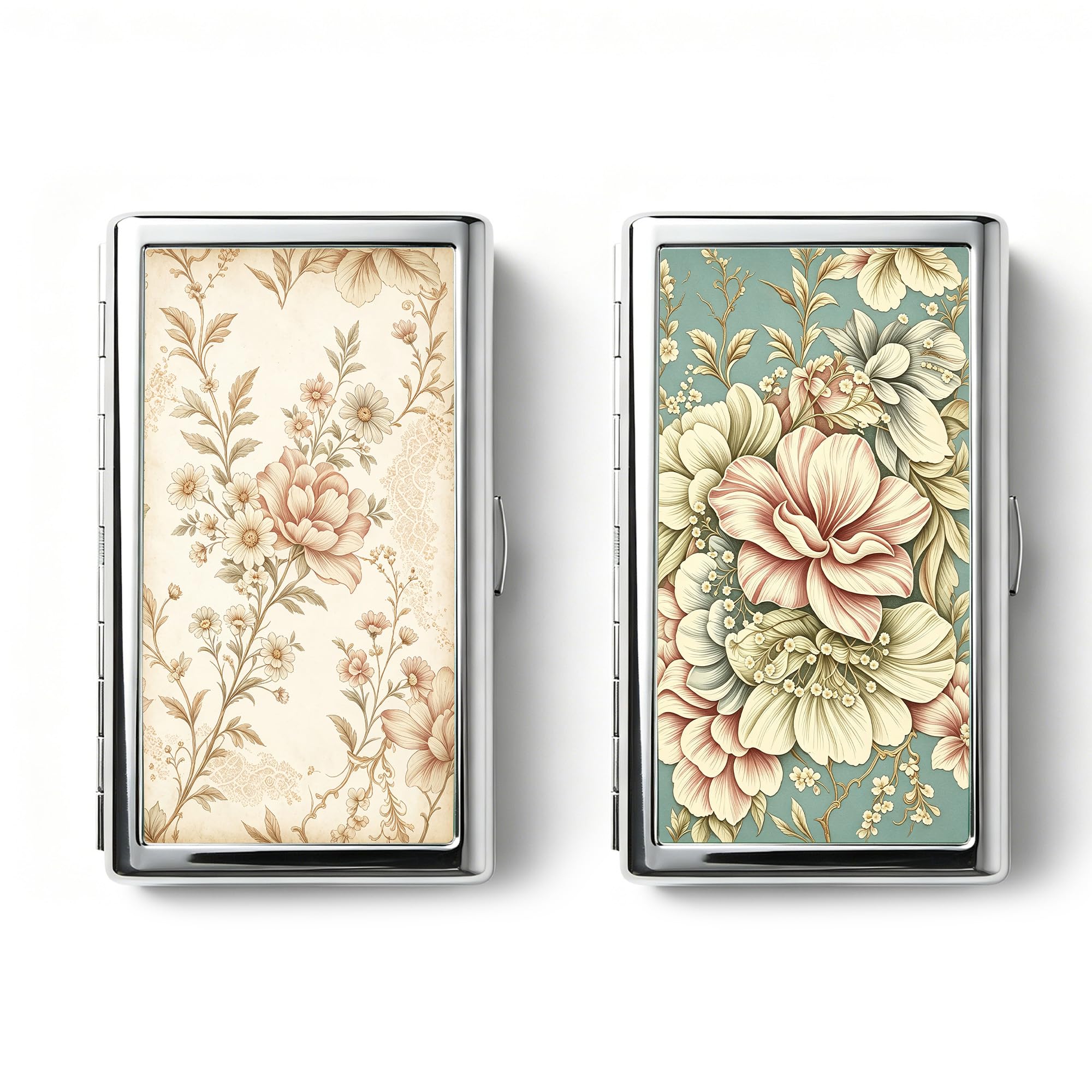 Vintage Art Deco Versatile Card & Cash Case, Slim Metal Wallet for Women Men Credit ID Business Cards (#A)