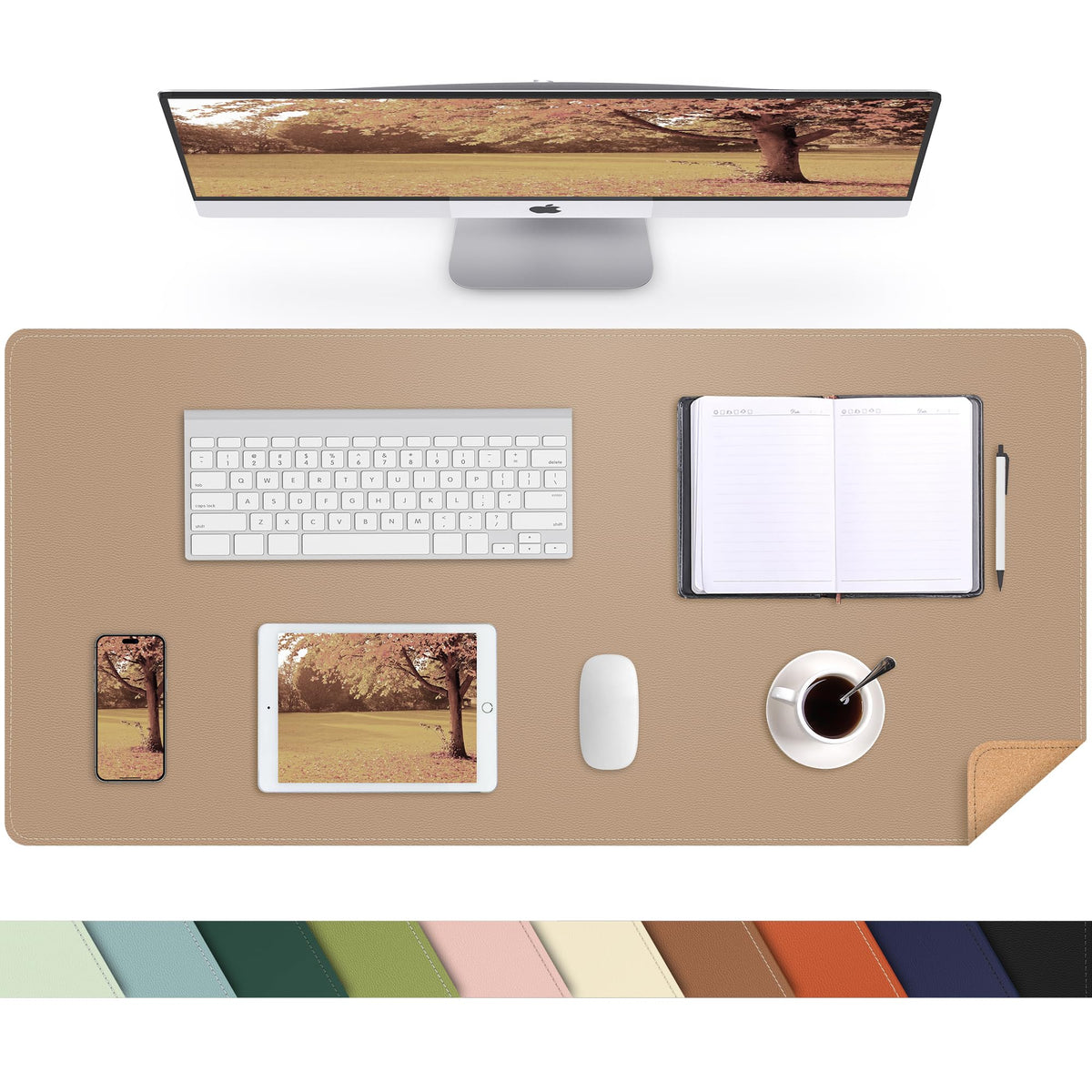 AFIING Large Desk Mat, 47" x 17", Black