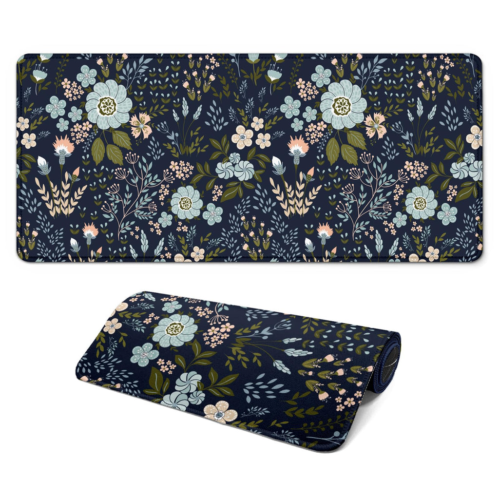 Gaming Mouse Pad, Large 31.5 x 11.8 inches Mousepad, Long Keyboard Pad, Cute Mouse Mat for Computer with Stitched Edges and Non-Slip Base (Wildflower)